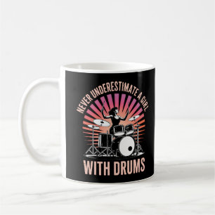 Caneca De Café Nunca Subestime uma Garota Baterista Bateria Femin