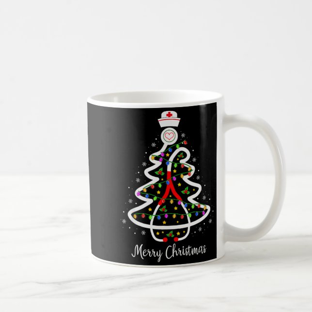 Caneca De Café Nurse Christmas Tree Shirt Stethoscope Nursing Nic (Direita)