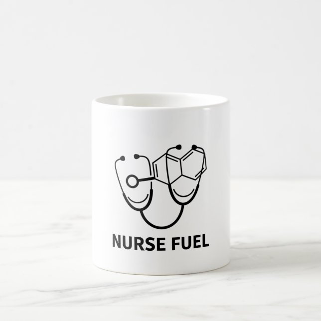 Caneca De Café Nurse Fuel Caffeine Molecule Stethoscope Minimalis (Centro)