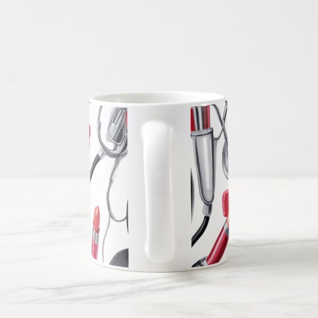 Caneca De Café Nurse Glam – Stethoscope & Lipstick Pattern  (Alça)