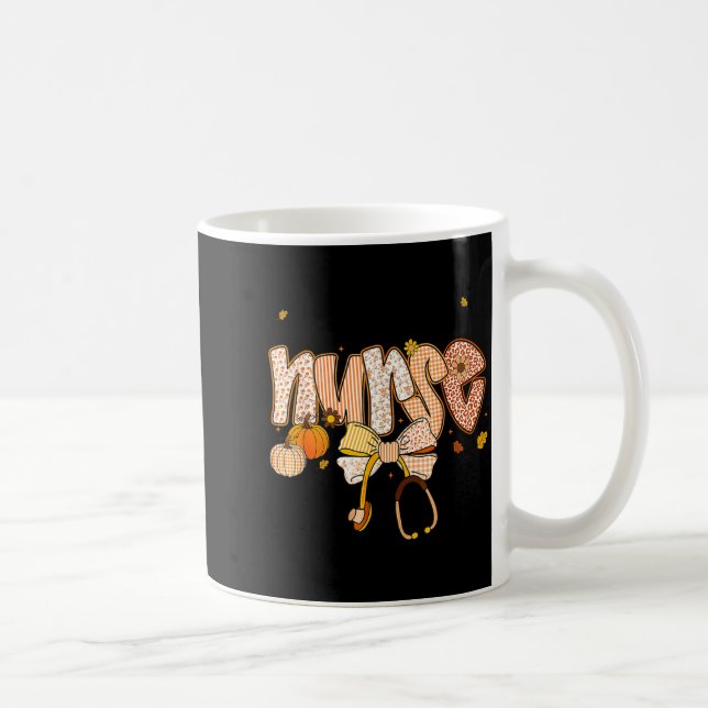 Caneca De Café Nurse Labor And Delivery Coquette Fall Pumpkin Tha (Direita)