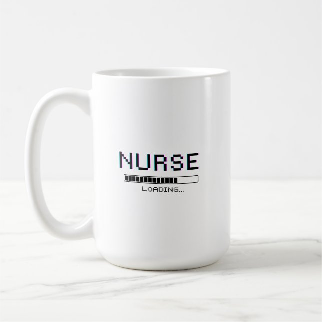 Caneca De Café Nurse Loading Glitch Pixel Art Design (Esquerda)