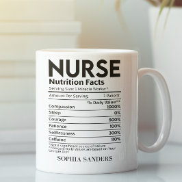 Caneca De Café Nurse Nutrition Facts, funny Nurse