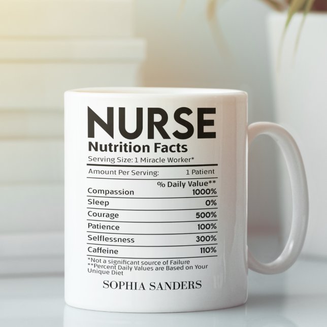 Caneca De Café Nurse Nutrition Facts, funny Nurse (Criador carregado)