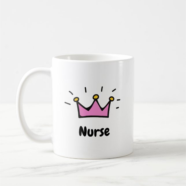 Caneca De Café Nurse Pink Princess Crown Art (Esquerda)