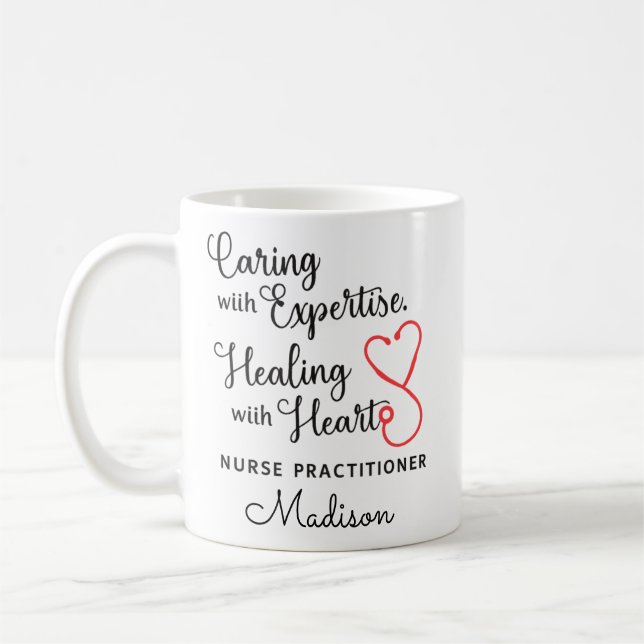 Caneca De Café Nurse Practitioner Heart Cup, NP Appreciation, Nur (Esquerda)