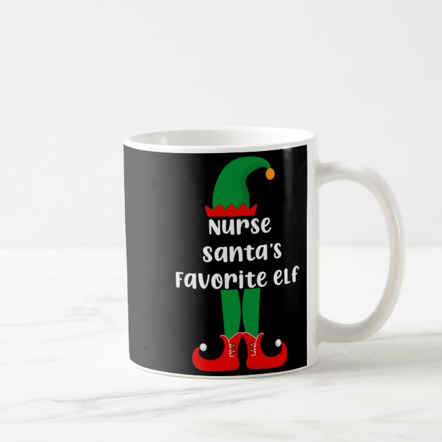 Caneca De Café Nurse Santas Favorite Elf Funny Nurse Christmas  (Direita)