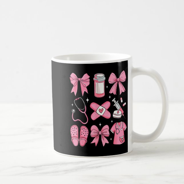 Caneca De Café Nurse Valentines Day Coquette Bow Valentine Nurse  (Direita)