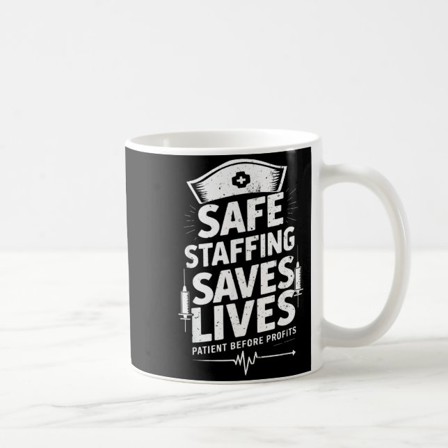 Caneca De Café Nurses Strike Save Nursing Suprt Safe Staffing Sav (Direita)