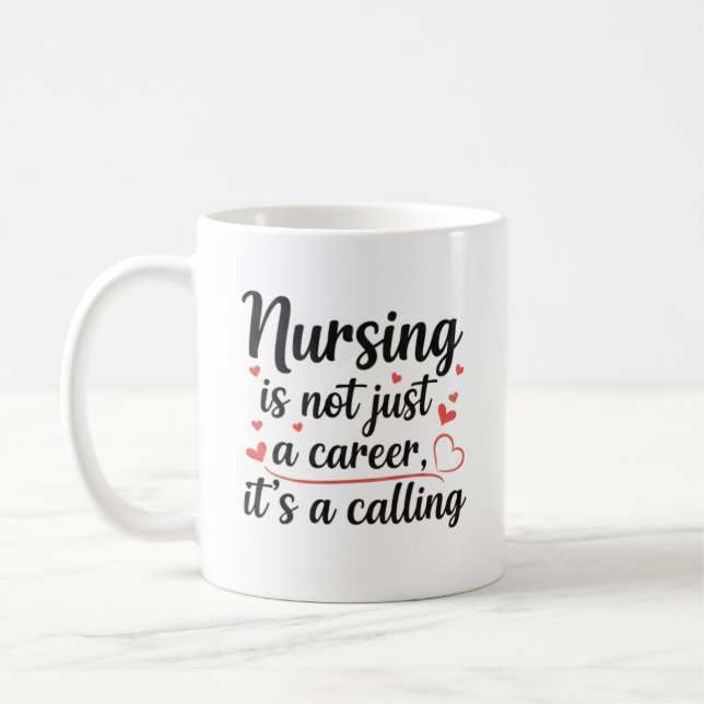 Caneca De Café Nursing is a Calling Artistic Typography Art (Esquerda)