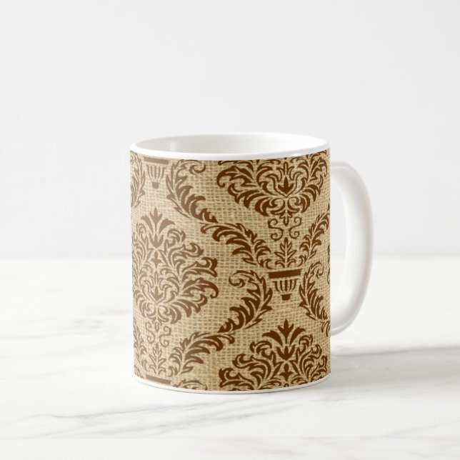 Caneca De Café Nutmeg Parisiense Moods Damask Coffee Mug (Frente Esquerda)