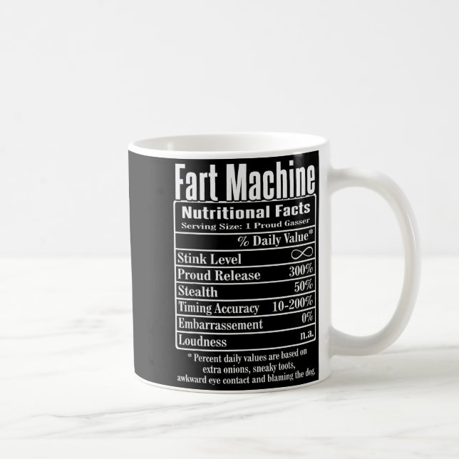 Caneca De Café Nutrion Facts Fart Machine Dad Jokes Funny Farting (Direita)