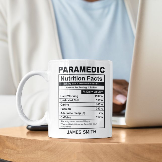 Caneca De Café Nutrition Facts Paramedic Funny Paramedic (Criador carregado)