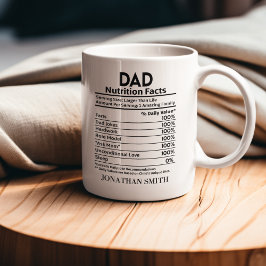 Caneca De Café Nutritional Facts Dad, Funny Dad Mug