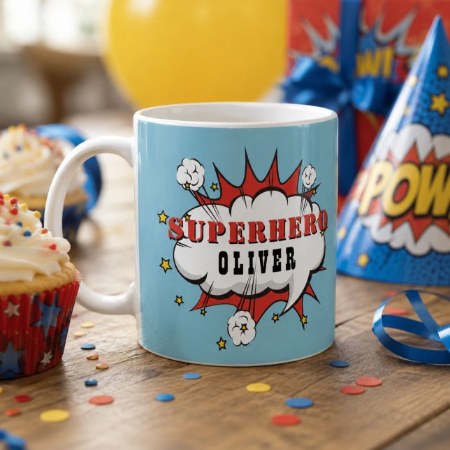 Caneca De Café Nuvem de Fala de História em Quadrinhos de Super-H (Criador carregado)
