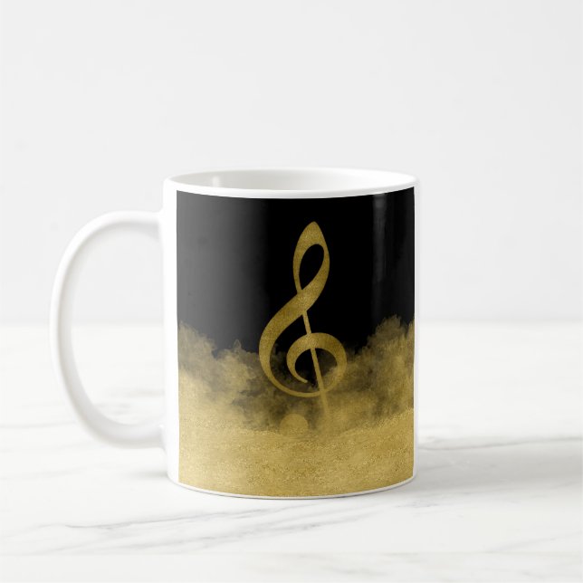 Caneca De Café Nuvem de Música Limpa Dourada Treble (Esquerda)