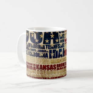 Caneca De Café Nuvem de Palavras da Bandeira dos EUA Arte com Tod