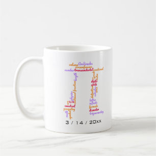 Caneca De Café Nuvem de Palavras do Dia do Pi