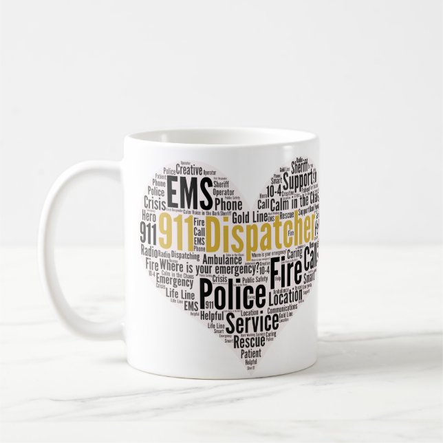Caneca De Café Nuvem de Palavras do Dispatcher 911 (Esquerda)