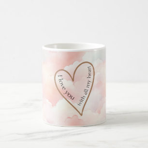 Caneca De Café Nuvens Cor-de-Rosa Coração de Amor