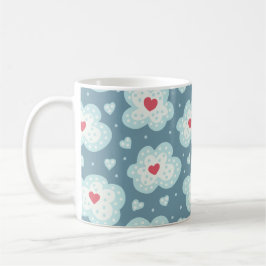 Caneca De Café Nuvens de inverno neve corações