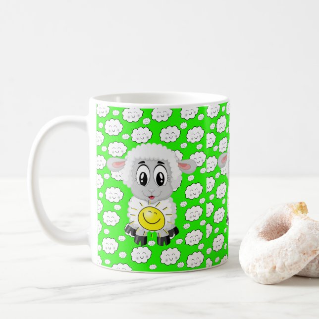 Caneca De Café Nuvens de Ovino - Lata Verde (Com Donut)