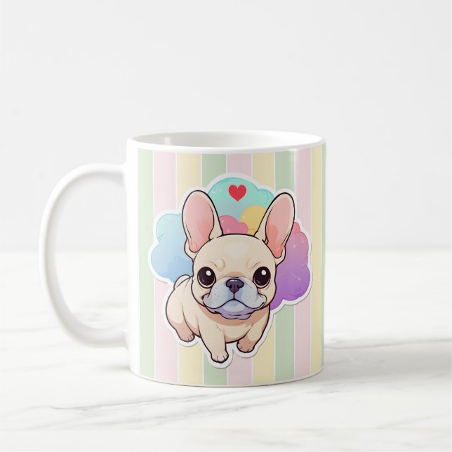 Caneca De Café Nuvens de Pastel do Cão-Grande Francês Kawaii (Esquerda)