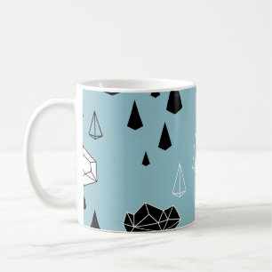 Caneca De Café Nuvens geométricas e chuva, padrão perfeito.