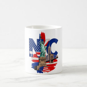 Caneca De Café NYC Cidade de Nova York Gráfico da Silhueta Patrió