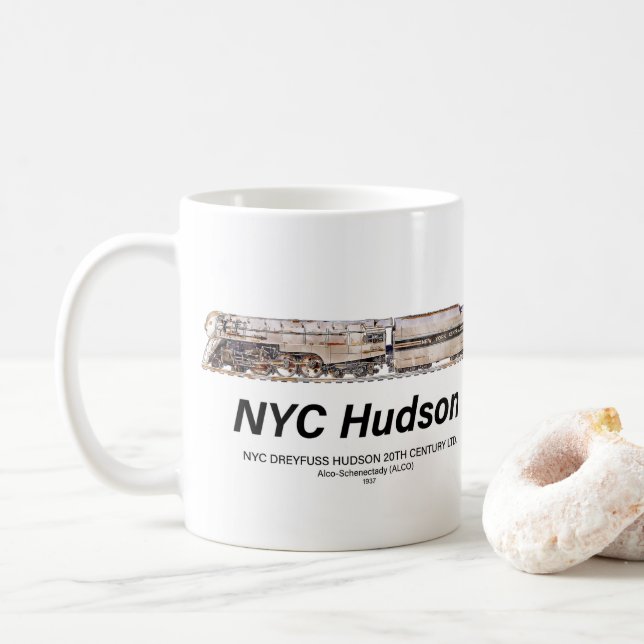 Caneca De Café NYC Dreyfuss Hudson Steam Locomotive. Profile (Com Donut)