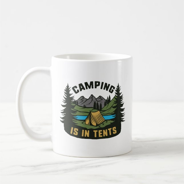 Caneca De Café O Acampamento Está Em Tendas (Esquerda)