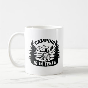 Caneca De Café O Acampamento Está Em Tendas