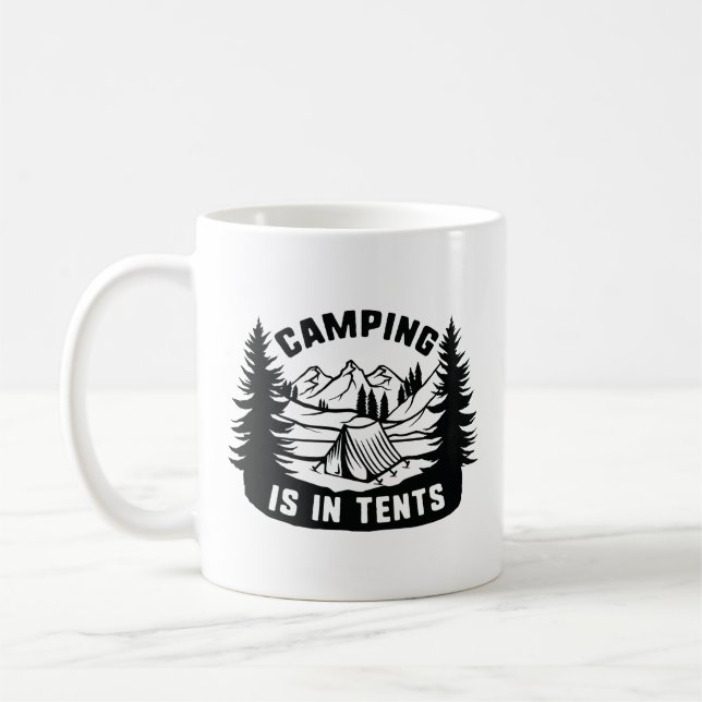 Caneca De Café O Acampamento Está Em Tendas (Esquerda)