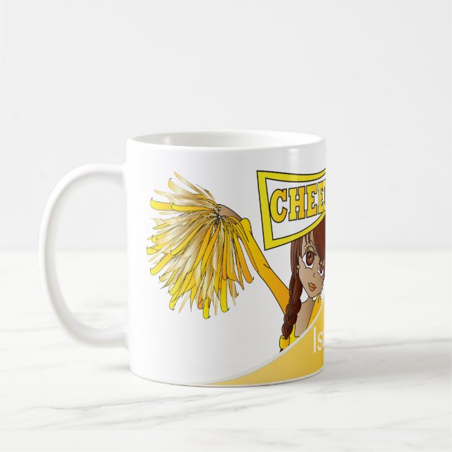Caneca De Café O amarelo personaliza meninas do cheerleader (Esquerda)
