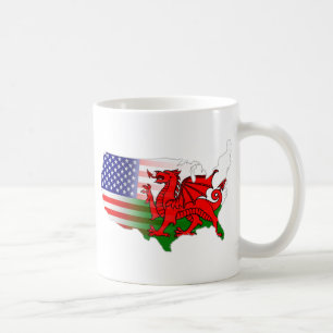 Caneca De Café O americano Galês embandeira o mapa