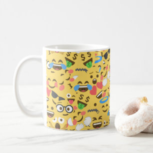 Caneca De Café o amor bonito do emoji ouve o teste padrão do ris