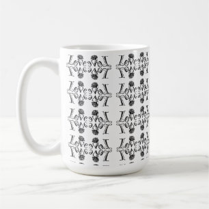 Caneca De Café O Amor da Natureza: Tipografia com uma Rosa em Flo