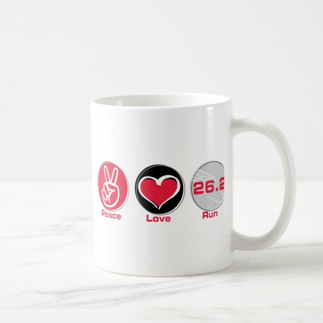Caneca De Café O amor da paz funciona 26,2 milhas - maratona (Direita)