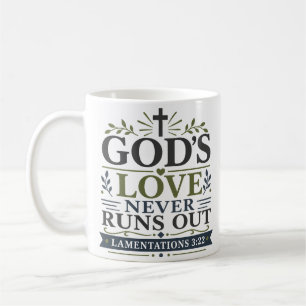 Caneca De Café O Amor de Deus Nunca Acaba Devocional Diário de Fé