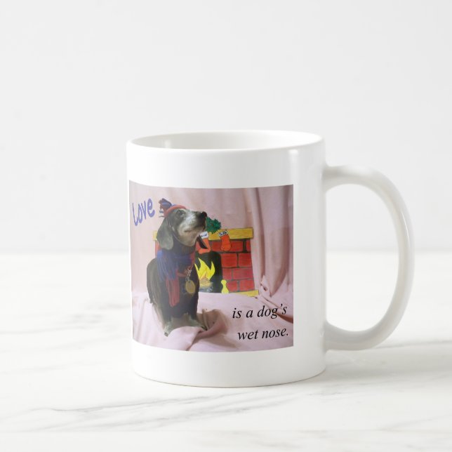 Caneca De Café O amor é o nariz molhado de um cão (Direita)