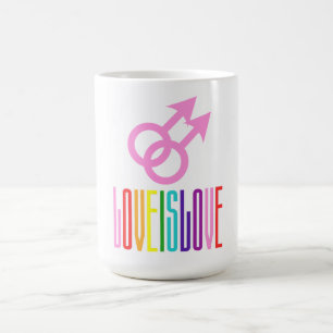 Caneca De Café O amor é texto da bandeira do arco-íris do orgul