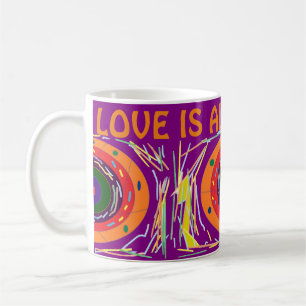 Caneca De Café O amor é tudo o que você precisa de arte laranja r