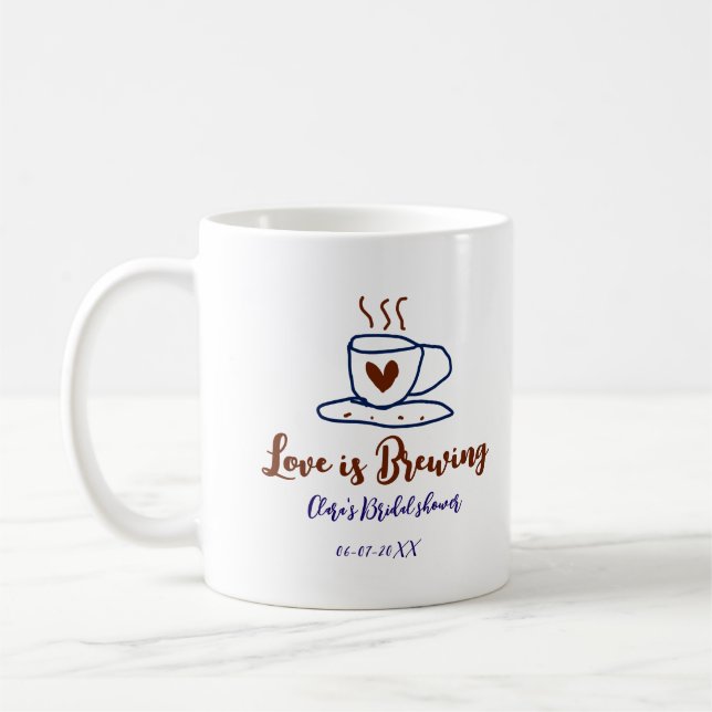 Caneca De Café O amor está fervendo marrom azul chá de panela adi (Esquerda)