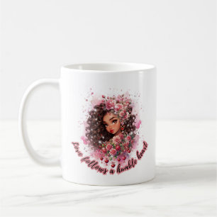 Caneca De Café O Amor Segue um Coração Humilde Linda Garota Negra