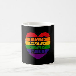 Caneca De Café O Amor Vence Coração Arco-íris