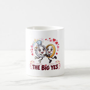 Caneca De Café O Anel de Noivado The Big Yes Casal Cartoon