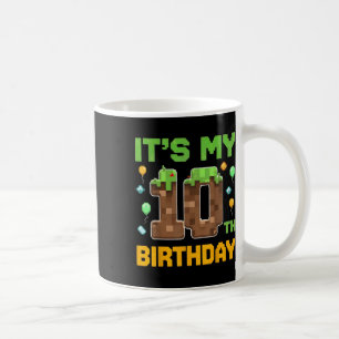 Caneca De Café O Aniversário É O Meu 10º Aniversário Gamer Pixel 