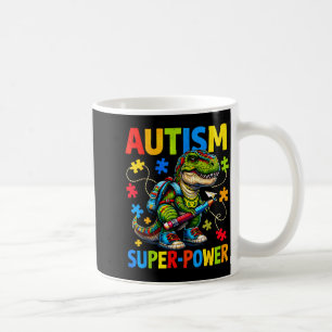 Caneca De Café O autismo é meu superpoder dino t rex puzzle