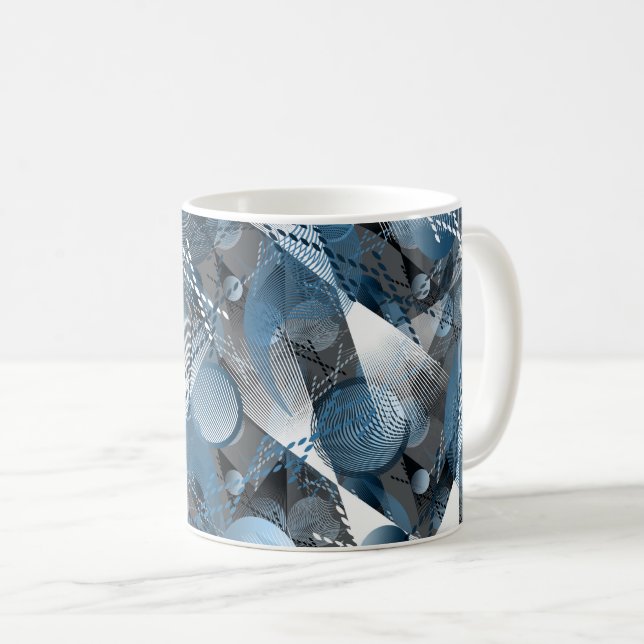 Caneca De Café O azul e o cinza. Abstração. (Frente Esquerda)