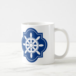 Caneca De Café O azul marinho envia a silhueta da roda